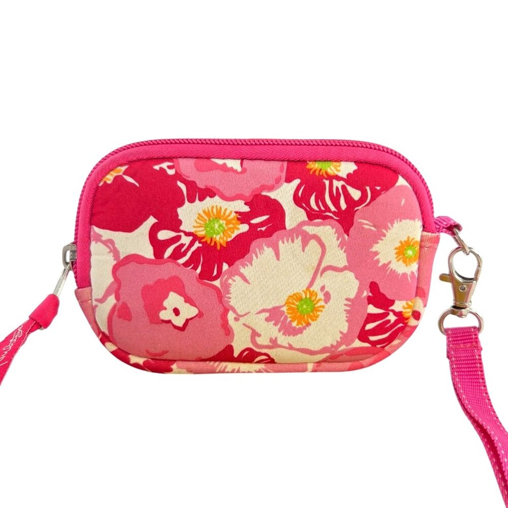 Lilly Pulitzer Pink Floral Garden Print Small Zip Around Pouch Mini Bag Wristlet